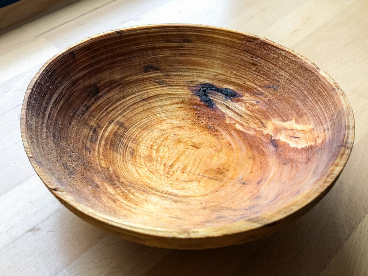 Willow bowl turned on a pole lathe